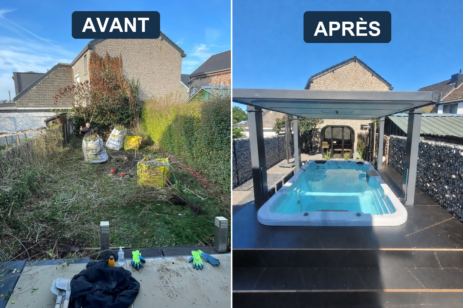 Avant et après la création d’un espace wellness extérieur